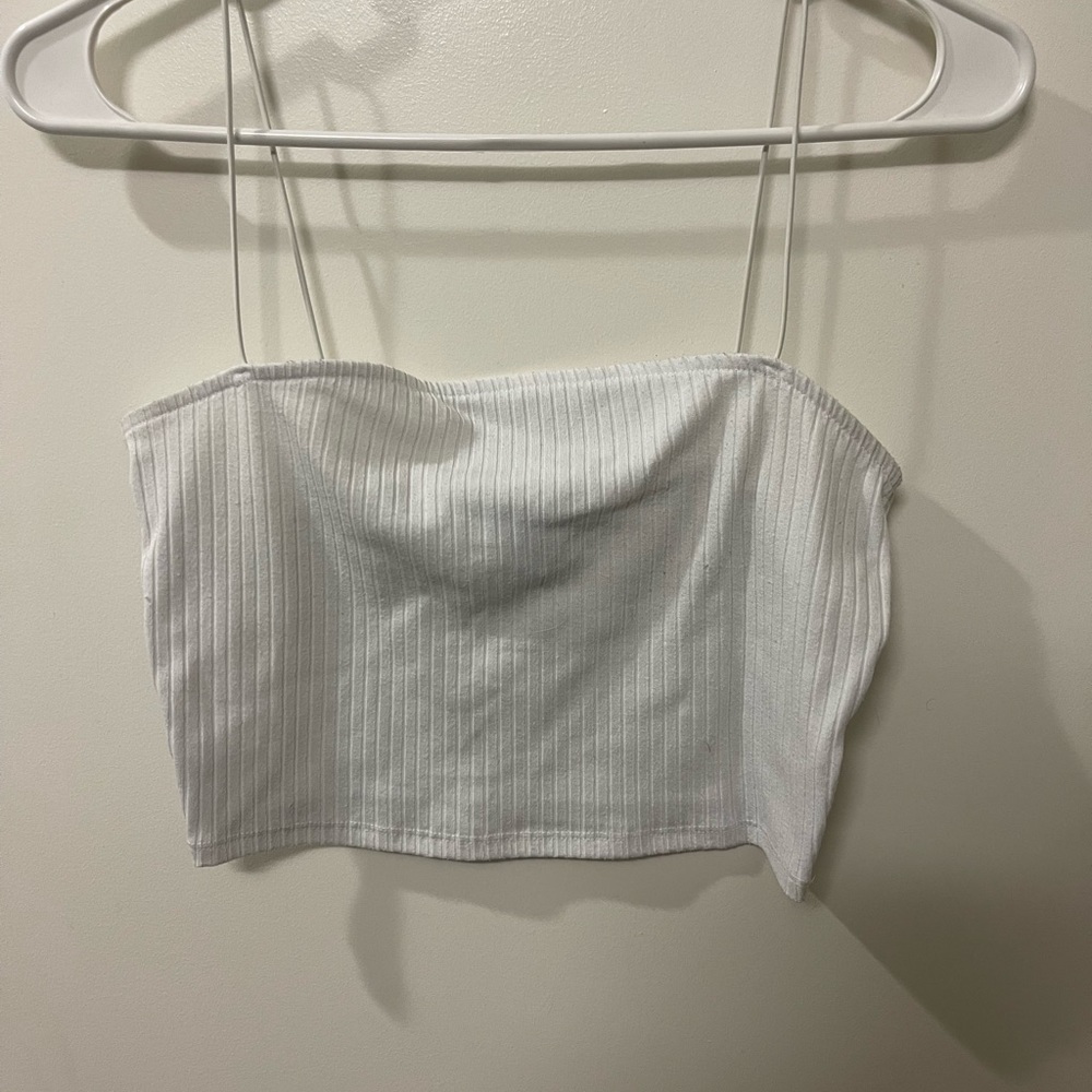 White Ribbed Crop Top